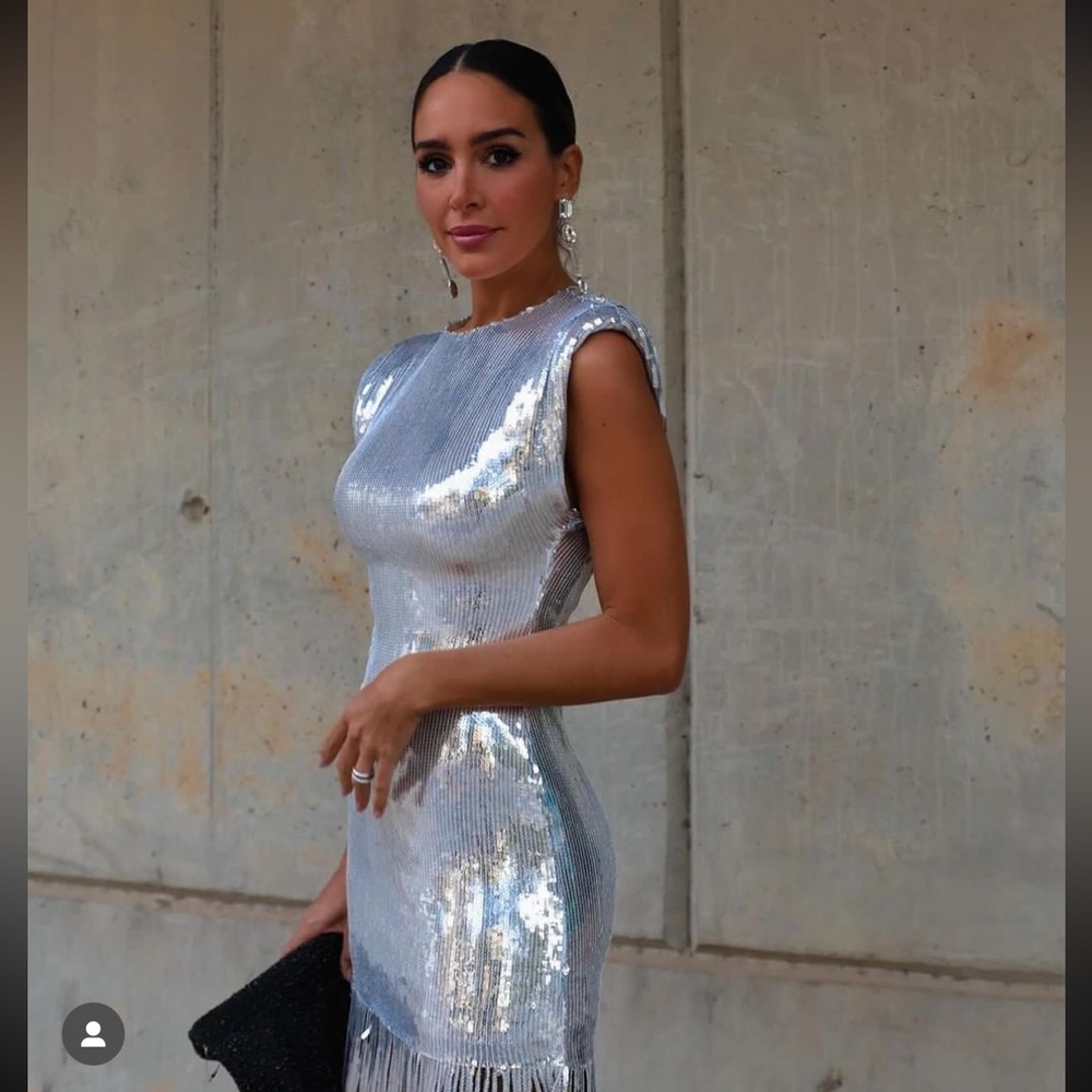 ZARA FRINGED SEQUIN MINI DRESS